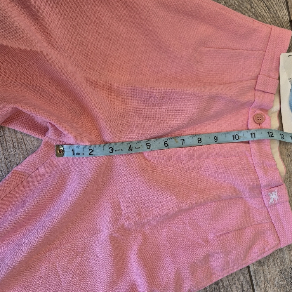 Burberry London Pink Silk Linen Pleated High Waist Trousers Straight Leg - Picture 5 of 13